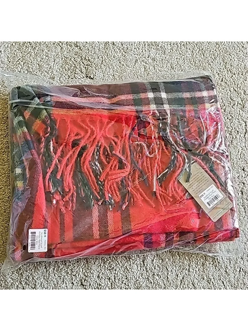 Marine layer Scotland Scarf in Holiday Red Plaid